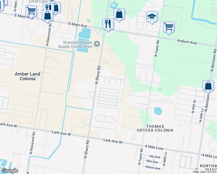 map of restaurants, bars, coffee shops, grocery stores, and more near 7200 North 59th Street in Mission