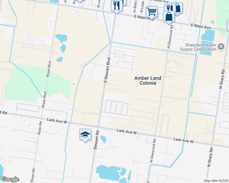 map of restaurants, bars, coffee shops, grocery stores, and more near 6100 North Stewart Road in Mission
