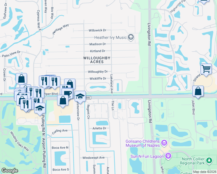 map of restaurants, bars, coffee shops, grocery stores, and more near 300 Diamond Circle in Naples