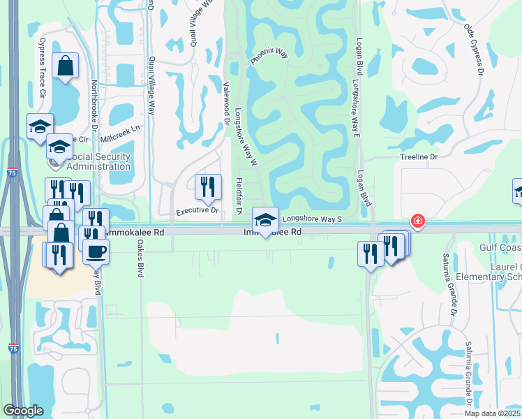 map of restaurants, bars, coffee shops, grocery stores, and more near 10720 Fieldfair Drive in Naples