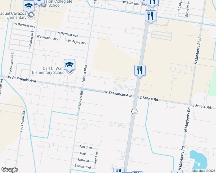 map of restaurants, bars, coffee shops, grocery stores, and more near 415 West Saint Francis Avenue in Alton