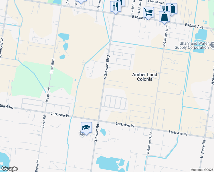 map of restaurants, bars, coffee shops, grocery stores, and more near 6100 North Stewart Road in Mission