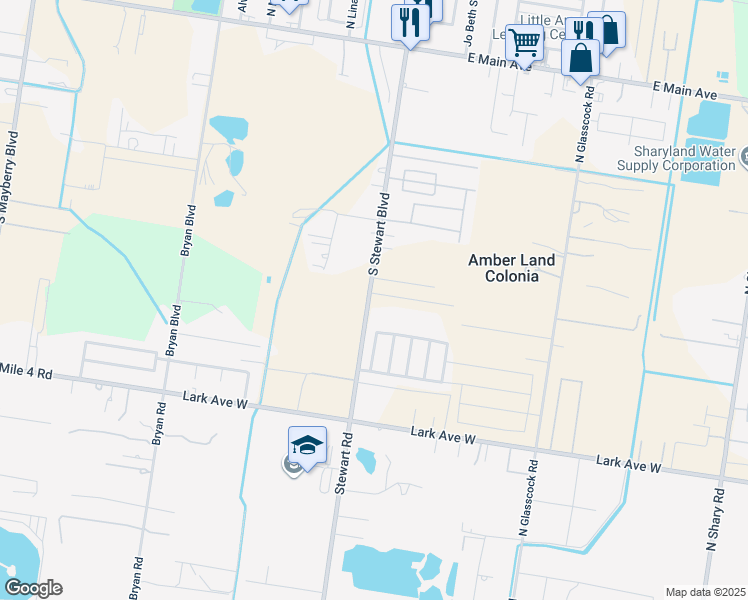 map of restaurants, bars, coffee shops, grocery stores, and more near 6100 North Stewart Road in Mission