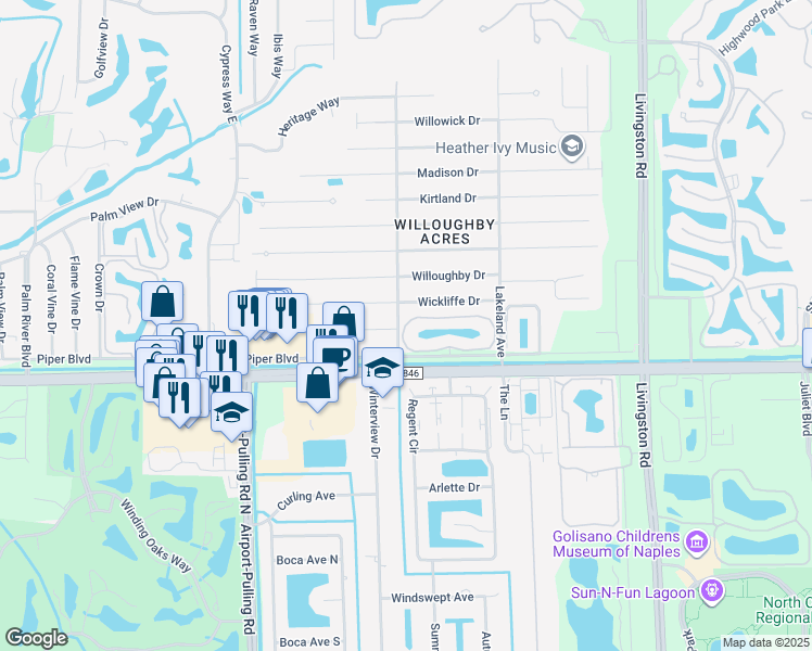 map of restaurants, bars, coffee shops, grocery stores, and more near 900 Diamond Circle in Naples