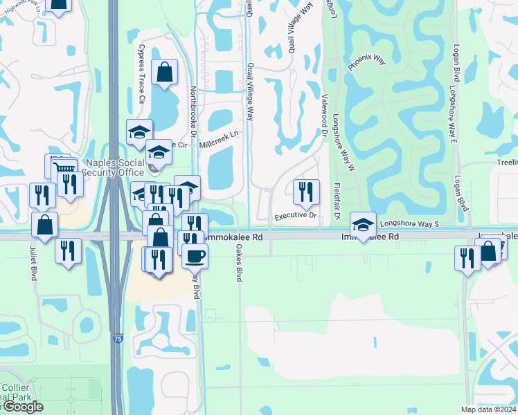 map of restaurants, bars, coffee shops, grocery stores, and more near 10028 Heather Lane in Naples
