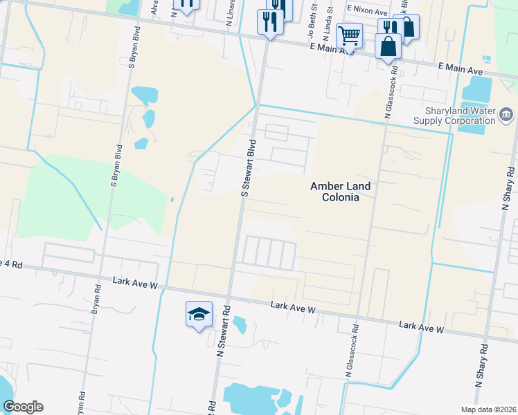 map of restaurants, bars, coffee shops, grocery stores, and more near 6100 North Stewart Road in Mission