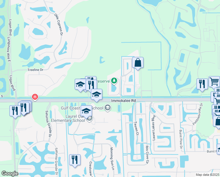 map of restaurants, bars, coffee shops, grocery stores, and more near 7925 Preserve Circle in Naples