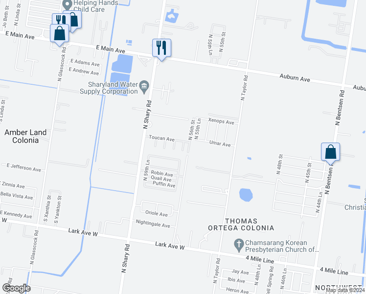 map of restaurants, bars, coffee shops, grocery stores, and more near 7202 North 56th Street in Mission