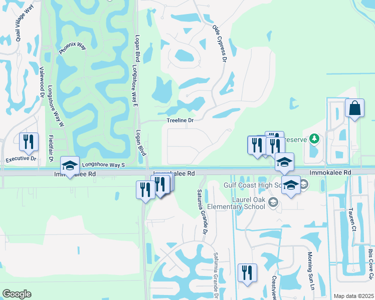 map of restaurants, bars, coffee shops, grocery stores, and more near 7450 Lantana Circle in Naples