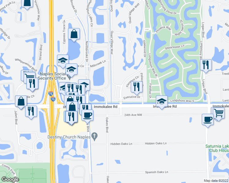 map of restaurants, bars, coffee shops, grocery stores, and more near 10028 Heather Lane in Naples