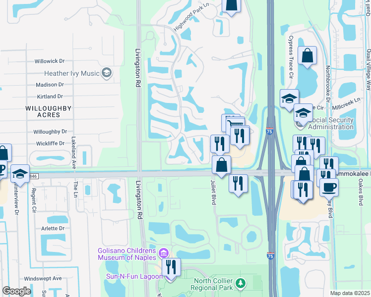 map of restaurants, bars, coffee shops, grocery stores, and more near 4970 Deerfield Way in Naples