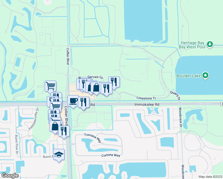 map of restaurants, bars, coffee shops, grocery stores, and more near 9015 Bellaire Bay Drive in Naples