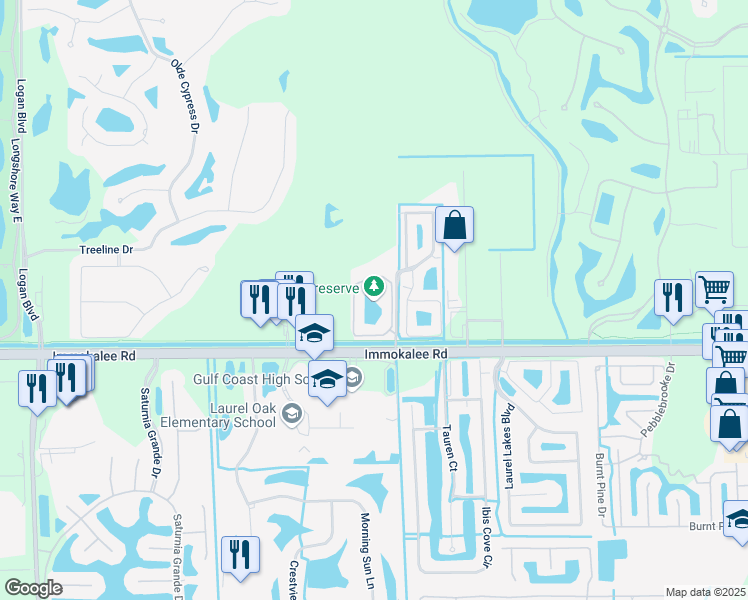 map of restaurants, bars, coffee shops, grocery stores, and more near 7945 Preserve Circle in Naples