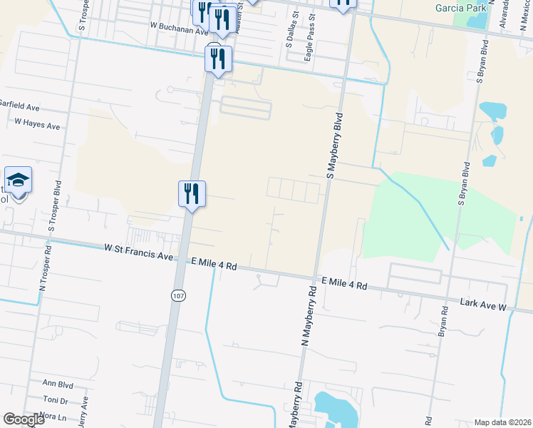 map of restaurants, bars, coffee shops, grocery stores, and more near 1115 South Dallas Street in Alton
