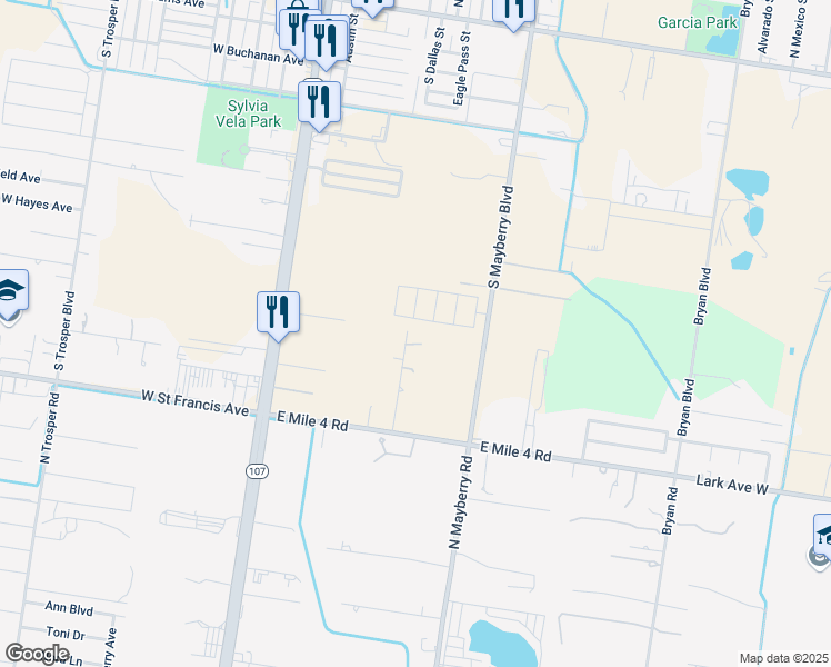 map of restaurants, bars, coffee shops, grocery stores, and more near 1102 South Dallas Street in Alton