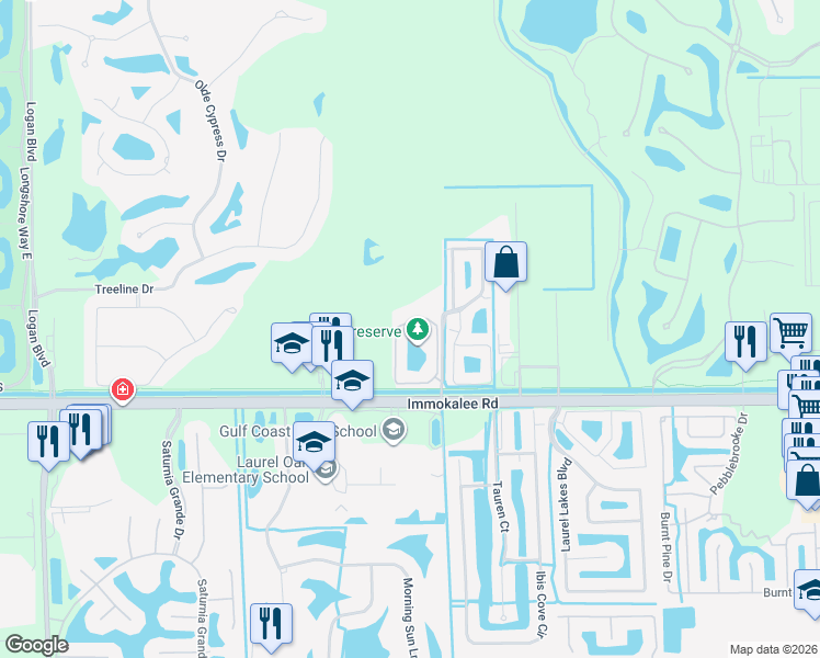 map of restaurants, bars, coffee shops, grocery stores, and more near 7945 Preserve Circle in Naples