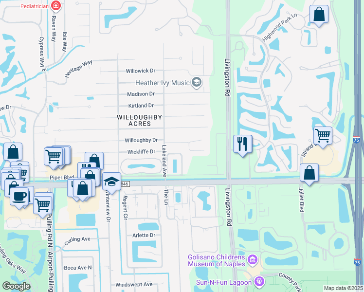 map of restaurants, bars, coffee shops, grocery stores, and more near 228 Willoughby Drive in Naples