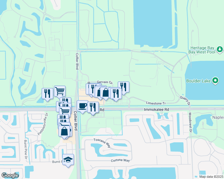 map of restaurants, bars, coffee shops, grocery stores, and more near 9093 Gervais Circle in Naples