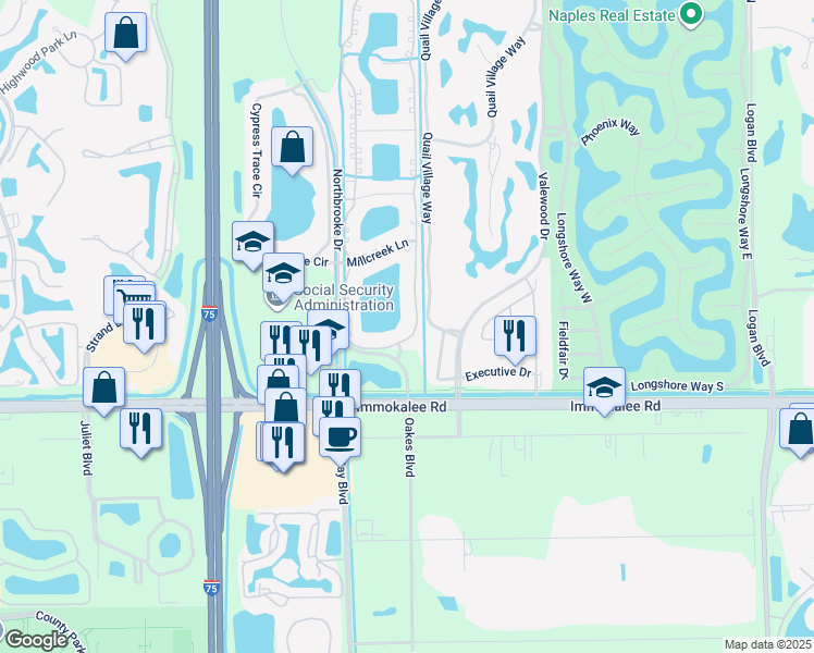 map of restaurants, bars, coffee shops, grocery stores, and more near 6398 Huntington Lakes Circle in Naples