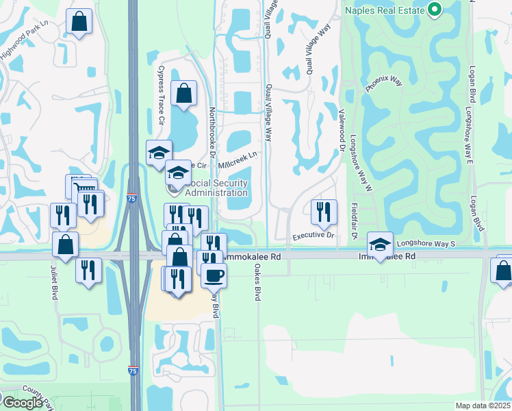 map of restaurants, bars, coffee shops, grocery stores, and more near 6398 Huntington Lakes Circle in Naples