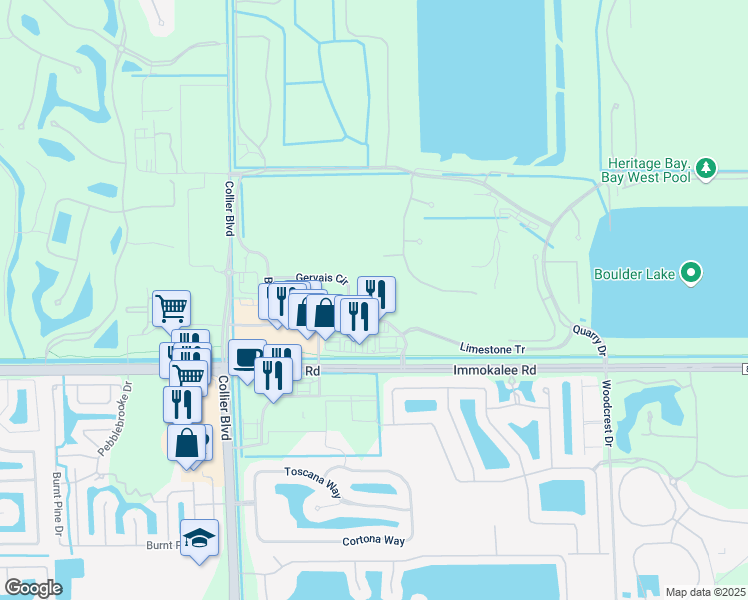 map of restaurants, bars, coffee shops, grocery stores, and more near 9010 Bellaire Bay Drive in Naples