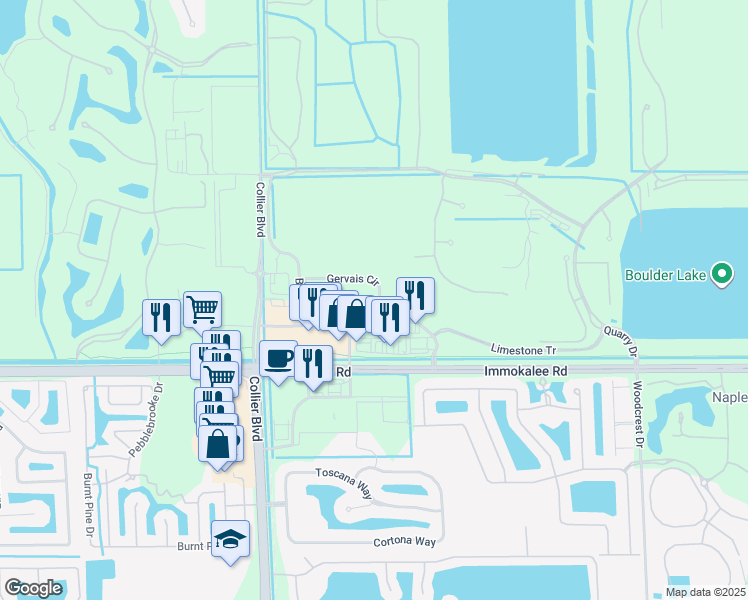 map of restaurants, bars, coffee shops, grocery stores, and more near 9093 Gervais Circle in Naples