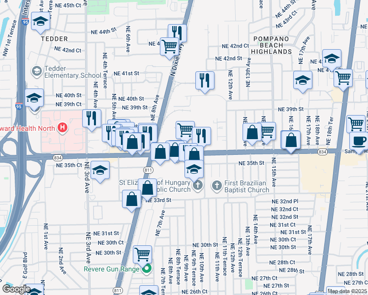 map of restaurants, bars, coffee shops, grocery stores, and more near 1210 Hillsboro Mile in Hillsboro Beach