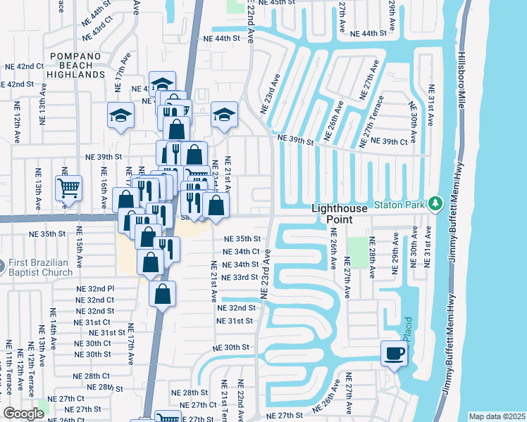 map of restaurants, bars, coffee shops, grocery stores, and more near 2211 East Sample Road in Pompano Beach