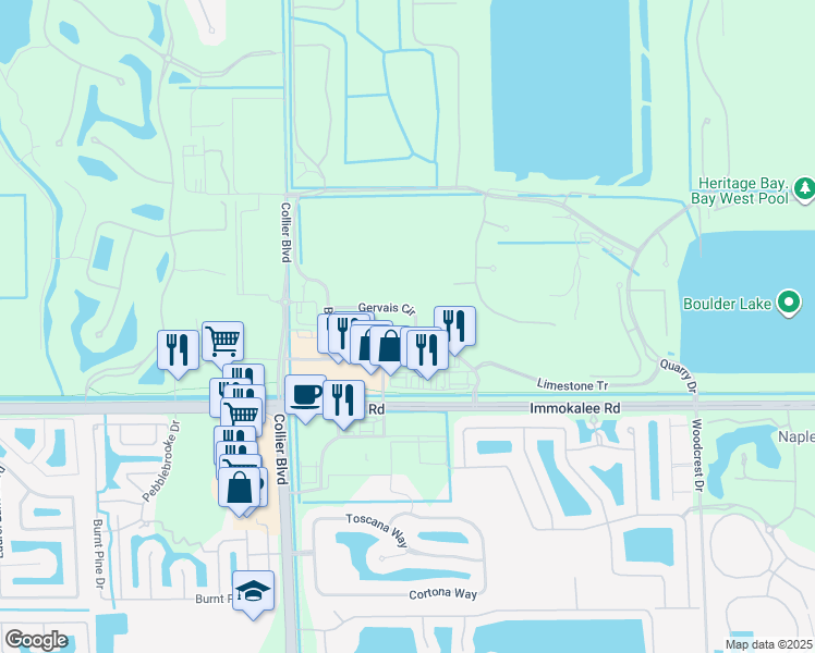 map of restaurants, bars, coffee shops, grocery stores, and more near 9093 Gervais Circle in Naples