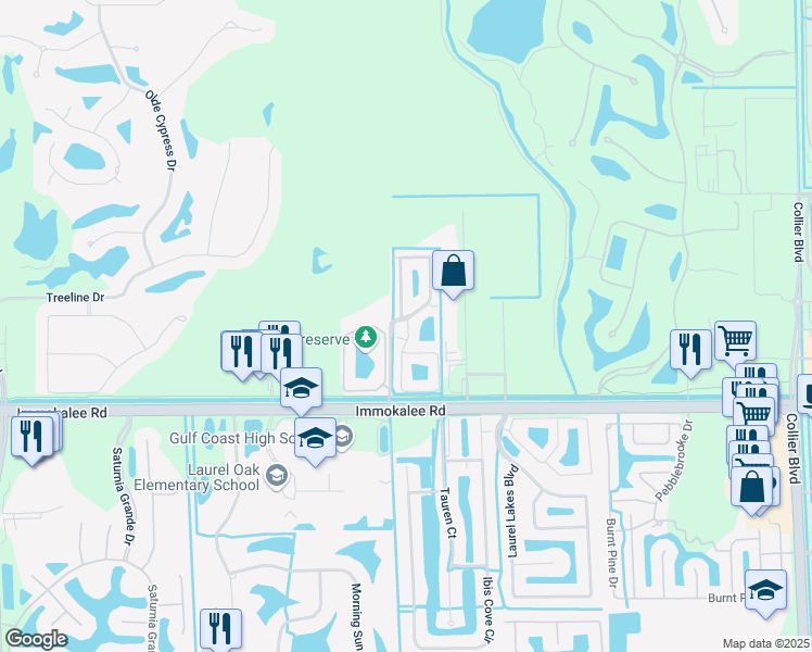 map of restaurants, bars, coffee shops, grocery stores, and more near 8067 Dream Catcher Circle in Naples