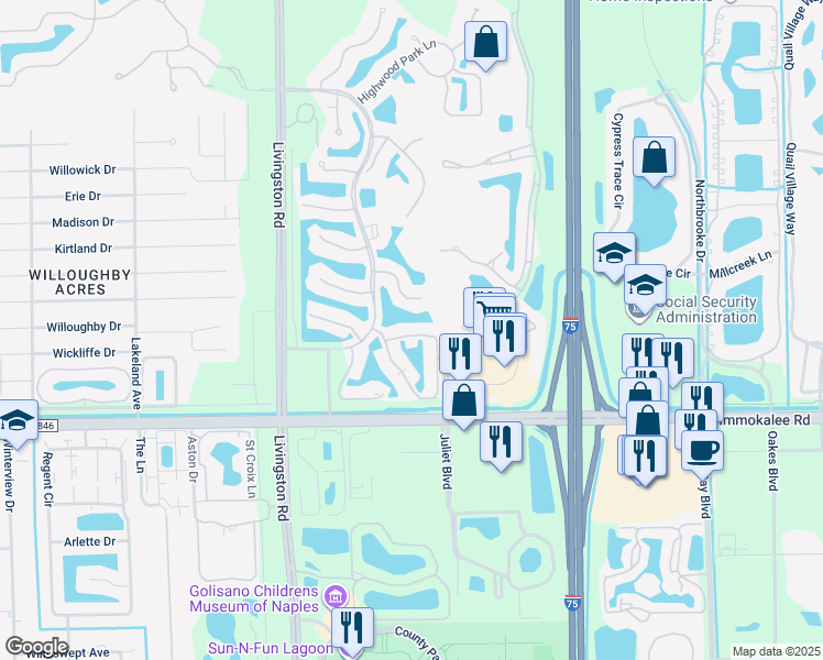 map of restaurants, bars, coffee shops, grocery stores, and more near 5135 Cedar Springs Drive in Naples