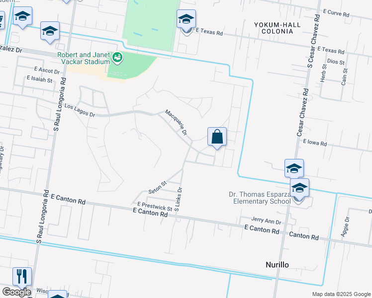 map of restaurants, bars, coffee shops, grocery stores, and more near 2227 Links Drive in Edinburg