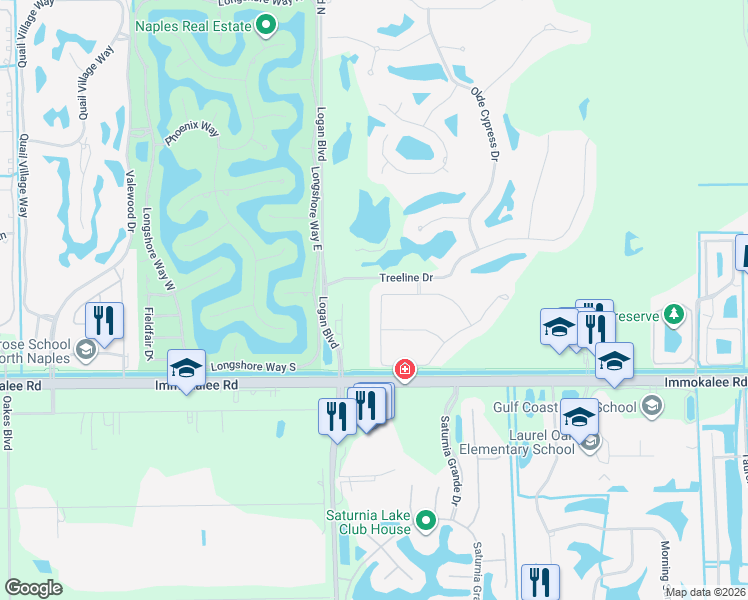 map of restaurants, bars, coffee shops, grocery stores, and more near 7165 Immokalee Road in Naples