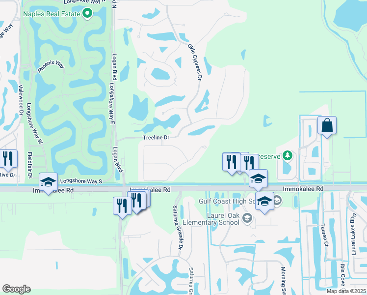 map of restaurants, bars, coffee shops, grocery stores, and more near 7250 Lantana Circle in Naples