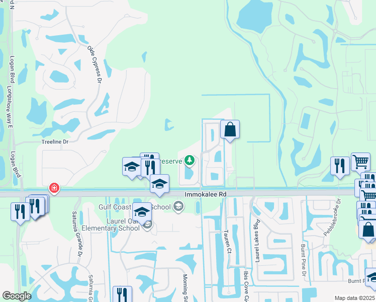 map of restaurants, bars, coffee shops, grocery stores, and more near 7945 Preserve Circle in Naples