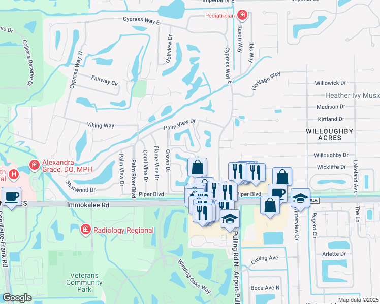 map of restaurants, bars, coffee shops, grocery stores, and more near 1201 Wading Bird Circle in Naples