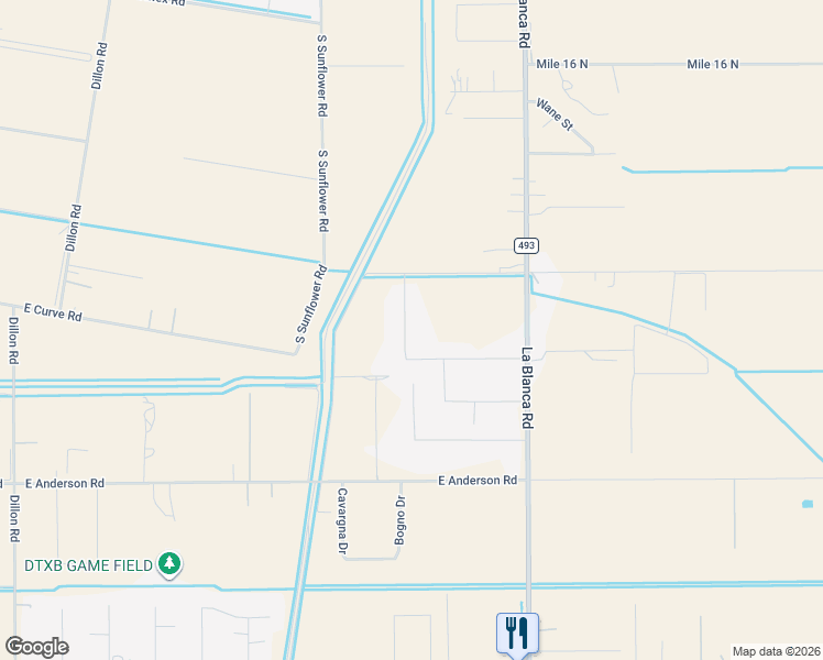 map of restaurants, bars, coffee shops, grocery stores, and more near J Bar Drive in Donna