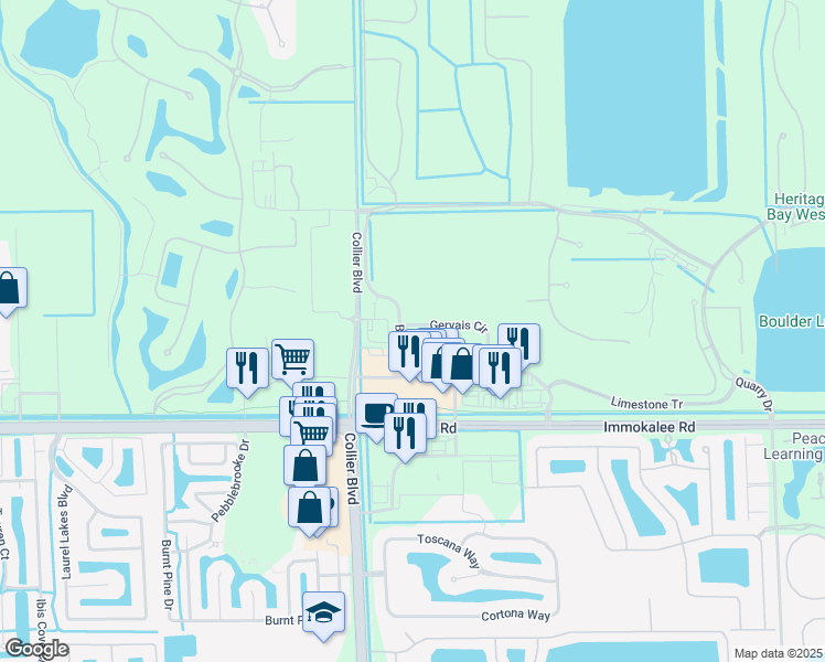 map of restaurants, bars, coffee shops, grocery stores, and more near 9051 Gervais Circle in Naples