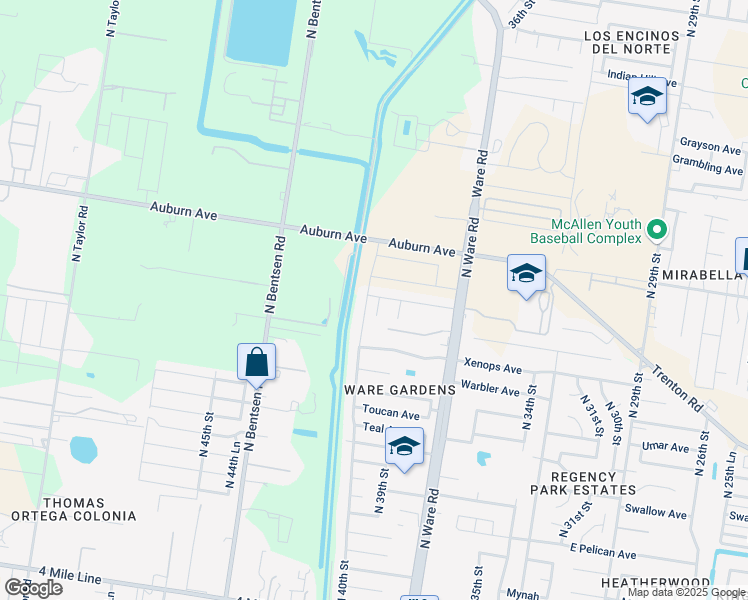 map of restaurants, bars, coffee shops, grocery stores, and more near 3924 Zenaida Avenue in McAllen