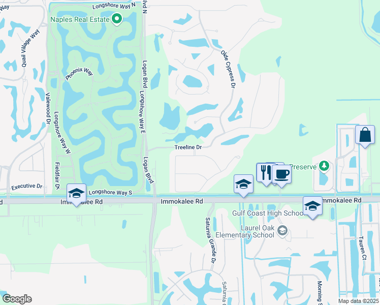map of restaurants, bars, coffee shops, grocery stores, and more near 7291 Lantana Circle in Naples