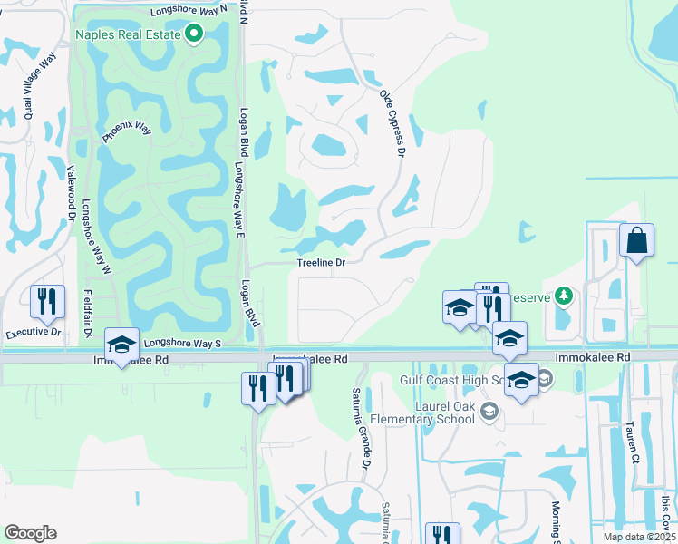 map of restaurants, bars, coffee shops, grocery stores, and more near 7291 Lantana Circle in Naples