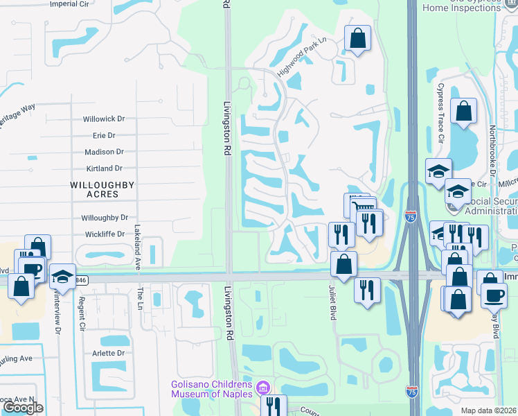 map of restaurants, bars, coffee shops, grocery stores, and more near 5140 Cobble Creek Court in Naples