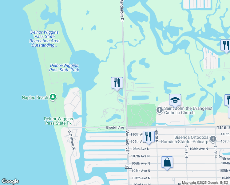 map of restaurants, bars, coffee shops, grocery stores, and more near 280 Grande Way in Naples