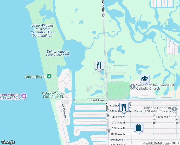 map of restaurants, bars, coffee shops, grocery stores, and more near 295 Grande Way in Naples