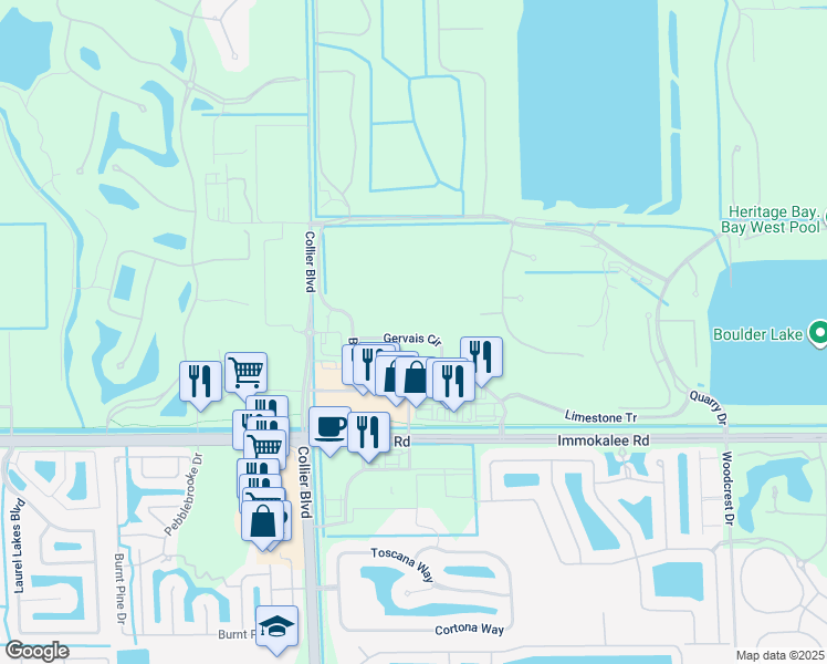 map of restaurants, bars, coffee shops, grocery stores, and more near 9080 Gervais Circle in Naples
