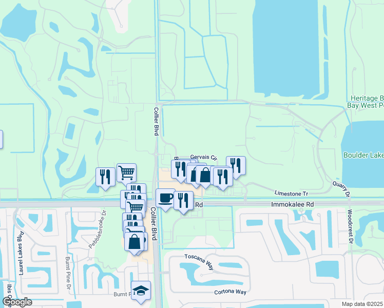 map of restaurants, bars, coffee shops, grocery stores, and more near 9072 Gervais Circle in Naples