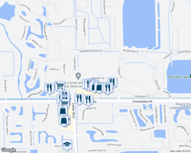 map of restaurants, bars, coffee shops, grocery stores, and more near 9080 Gervais Circle in Naples