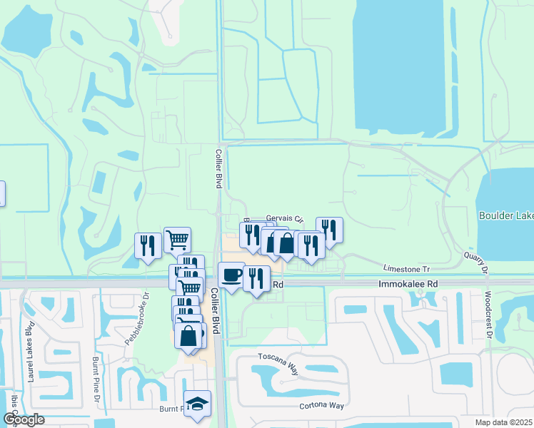 map of restaurants, bars, coffee shops, grocery stores, and more near 9098 Gervais Circle in Naples