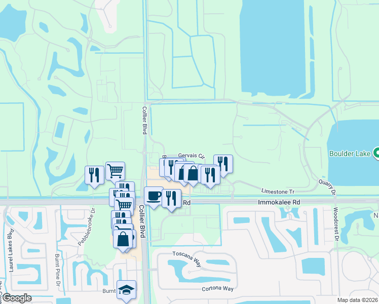 map of restaurants, bars, coffee shops, grocery stores, and more near 9080 Gervais Circle in Naples