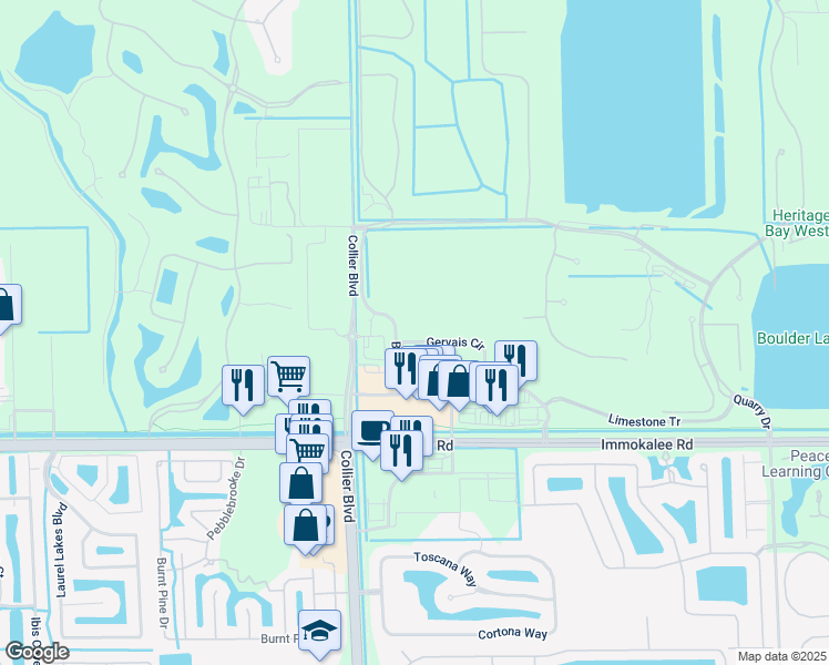 map of restaurants, bars, coffee shops, grocery stores, and more near 9098 Gervais Circle in Naples